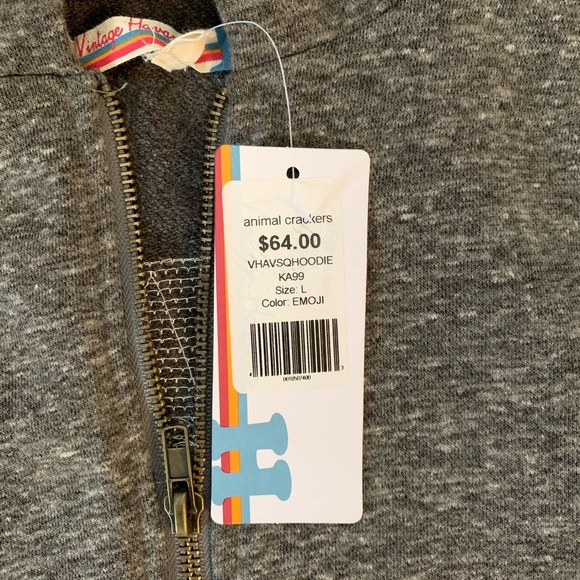 NWT Vintage Havana girl flip sequin emoji sz large full zip hoodie jacket - Picture 6 of 6